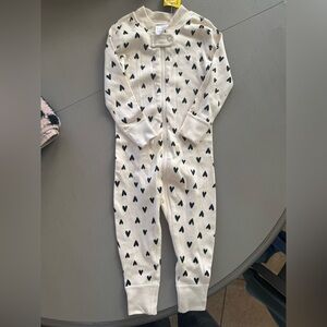 Hanna Andersson Cream Onesie with Black Hearts
